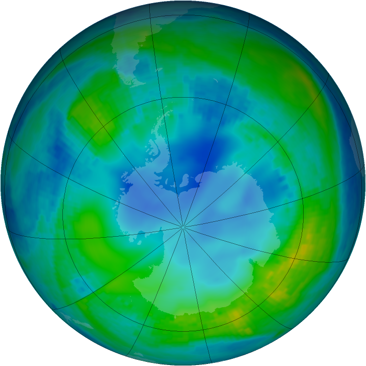 Antarctic ozone map for 18 May 2001